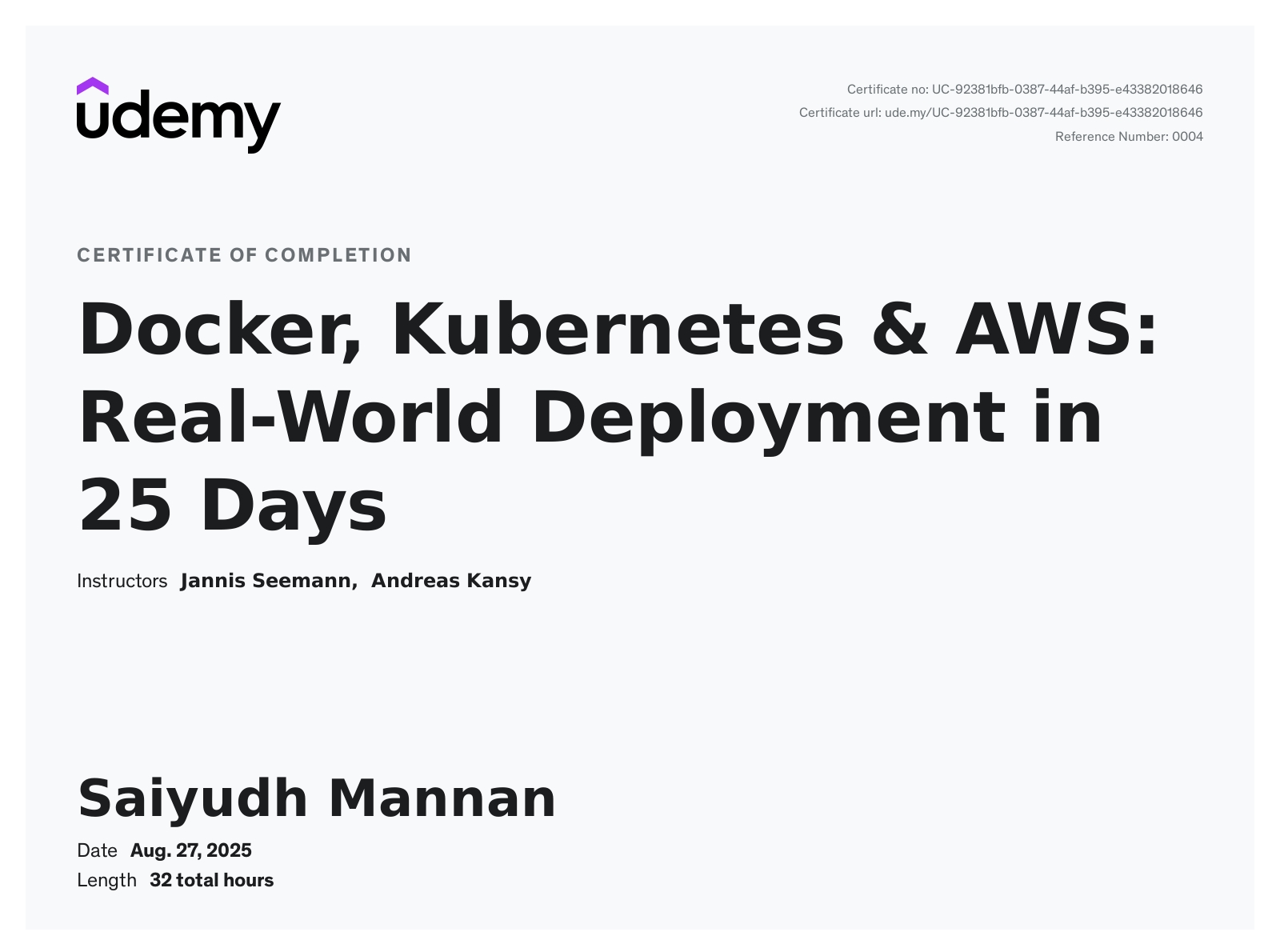 Docker, Kubernetes & AWS Deployment Bootcamp